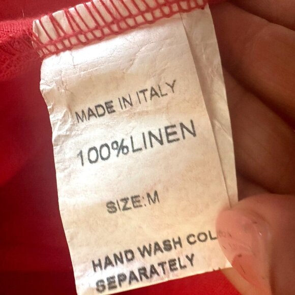 Marisa & Marie Linen Dress Red Daisy Lace Trims Tiered - Picture 6 of 16